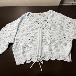 SO Sky Blue Crocheted Sweater